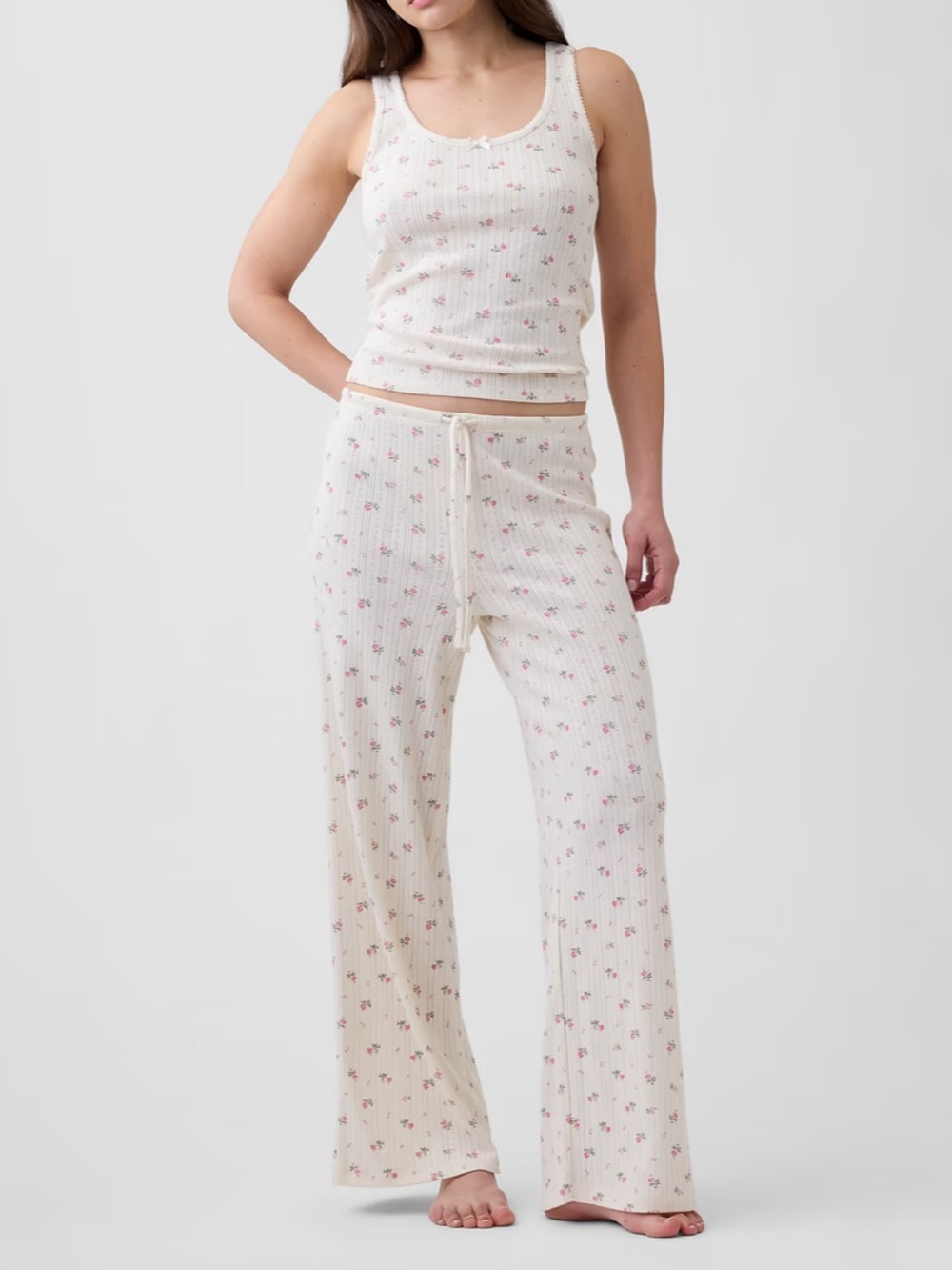 🆕 Gap Pointelle Scoop Neck tank top and Wide-Leg Pajama Pants set